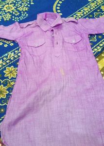 Lilac Linen Kurta Pajama Set