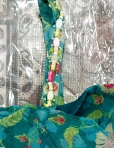 Teal Crop Top And Dhoti Set