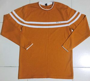 Orange Full Sleeves Tshirt with white stripes
