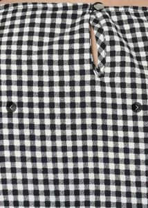 Chic Black &amp; White Checked Bell Sleeve Top