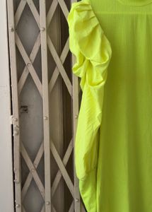 Neon Puff Sleeve Bodycon Dress