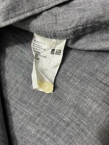 Uniqlo Light Gray Linen Long Sleeve Shirt