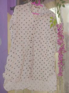 Chic Bird Print Tunic Top