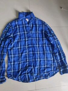 Blue Plaid Long Sleeve Top