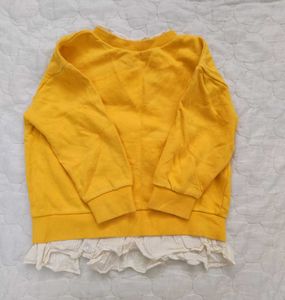 Yellow Ruffle-Hem Sweatshirt
