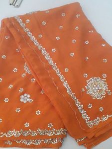 Elegant Orange Sequin Saree