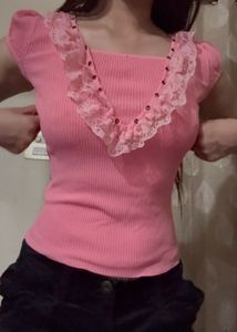 Pink Lace Top 👙