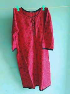 Red Printed Kurta