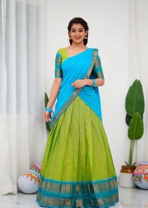 Elegant Blue &amp; Pink Half Saree