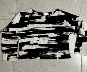 Monochrome Abstract Print Top