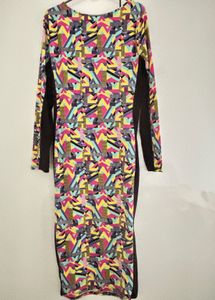 Vibrant Geometric Print Midi Dress