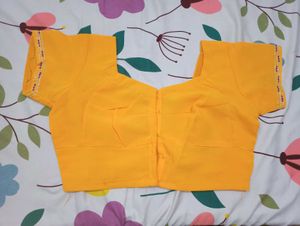 Yellow Hand Embroidered Saree with blouse