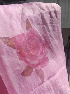 Elegant Pink Saree with Rose Print
