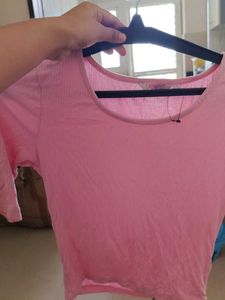 Pink Ribbed T-Shirt