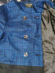 Chic Blue Plaid Double-Breasted korean style Jacke