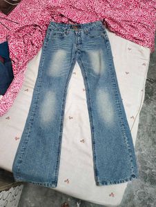 Flared Blue Denim Jeans