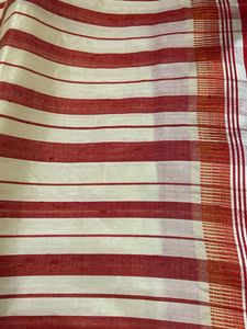 Elegant Ivory &amp; Red Striped Saree | Fe