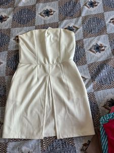 SSS White Strapless Pleated Mini Dress