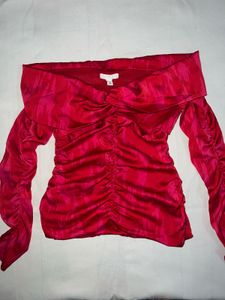 H&amp;M Vibrant Pink-Red ruched top