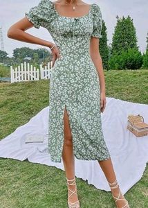 Floral Print Midi Dress with Slit