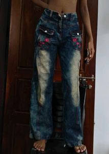 Embroidered Blue Wash Jeans