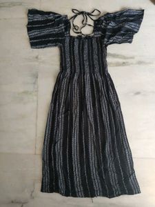 Striped Casual Black Dress
