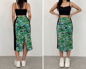 Abstract Print Midi Skirt