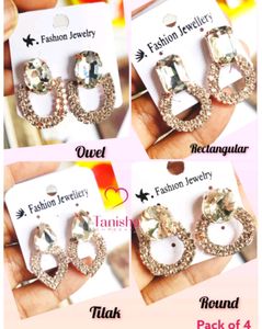 (Combo Of 4) Stone Work Earrings