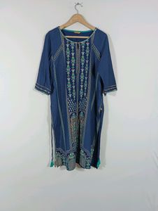 Navy Blue Printed Kurta (Women)