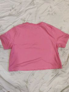 Pink Crop Top "LOVE" Heart Graphic Tee