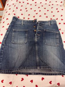 Denim Button-Up Mini Skirt
