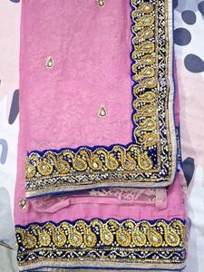 Elegant Pink Embroidered Saree