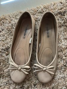 Women's Beige Ballet Flats with Bow