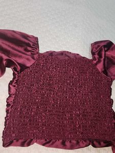 Ruched Square Neck Puff Sleeve Top