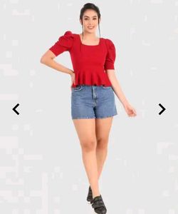 Stylish Red Peplum Top