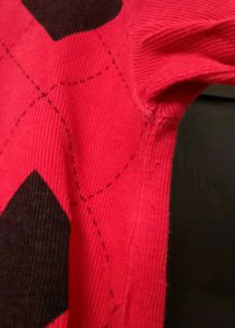 Red Argyle Crewneck Sweater