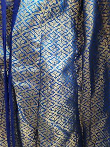Royal Blue Brocade Skirt with Tassels