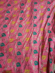 Pink Leaf Print Ethnic Skirt