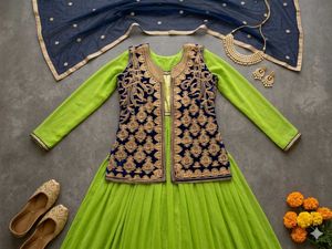Elegant Kurta Set with Jacket & Dupatta
