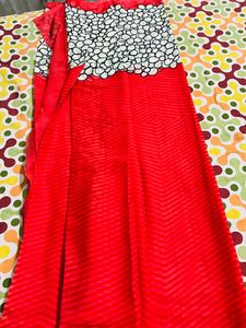New Red Saree With Blouse Piece