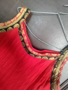 Red Anarkali Kurta with Dupatta