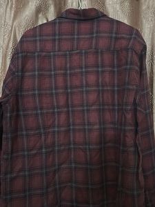 Men's Burgundy Plaid Flannel Shirt