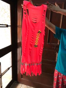 Boho Neon Fringe Top