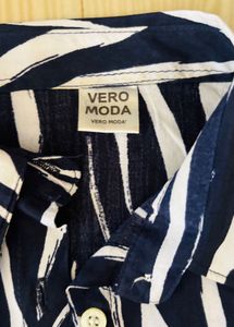 Zebra Print Button-Up Shirt