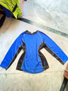 gym athletic sports Blue & Black Long Sleeve Top