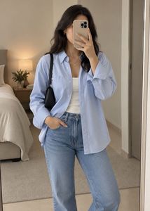 Light Blue Oversized Button-Up Shirt