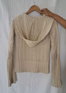Cream Cable Knit Hooded Sweater