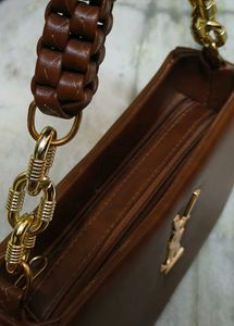 YSL Brown Leather Shoulder Bag