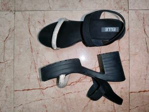 Elle Black Platform Wedge Sandals