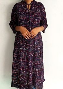 Blue Multicolor Floral Long Top XXL Size